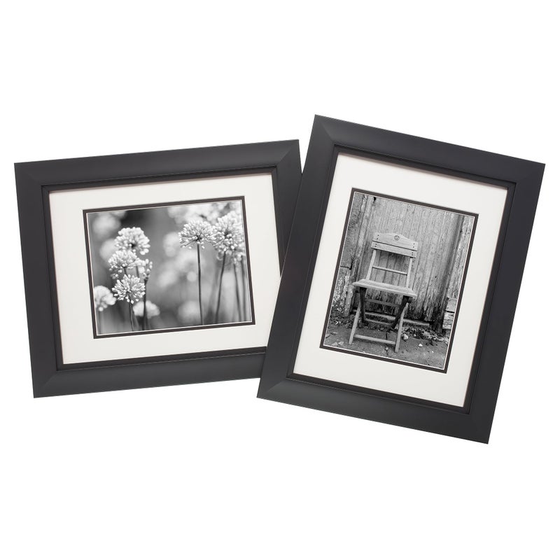 Old Town Designer Picture Frames, 11x14 Picture Frame 2 Pack with Deluxe Velour Back and Removable 8x10 Mat, Photo Frame for Desk or Wall Decor, Made from Post-consumer EPS & Acrylic Glass, Black - Image 1
